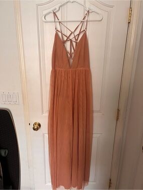 Lulumari Rust Strappy V-Neck Maxi Wedding Dress